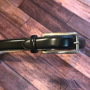 Vintage Leather Belt, Women’s Perry Ellis, Black with Silver Hardware Small